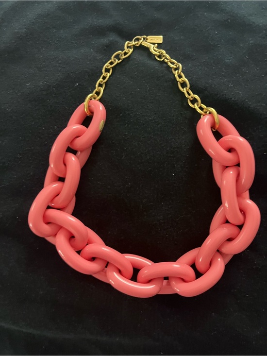 Coach Jewelry - Coach Coral Pink Resin Chain Necklace with Gold-Tone Links